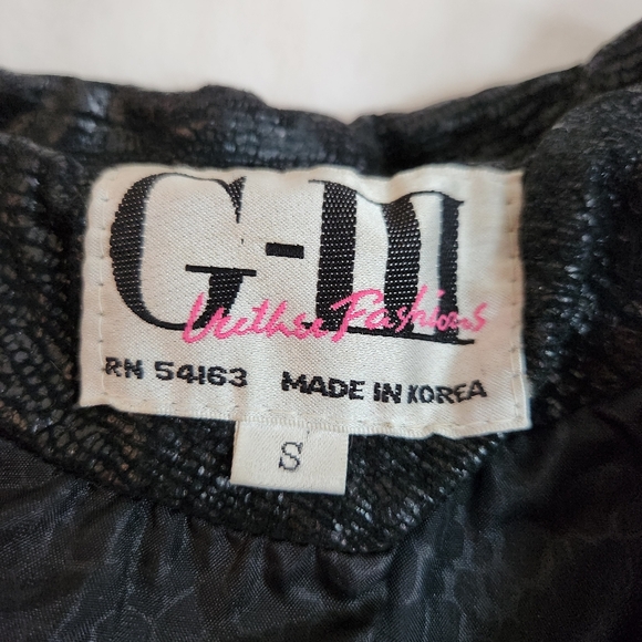 Leather Jacket vintage 80s 90s crop cropped big wide shoulders tapered black S - Picture 9 of 14